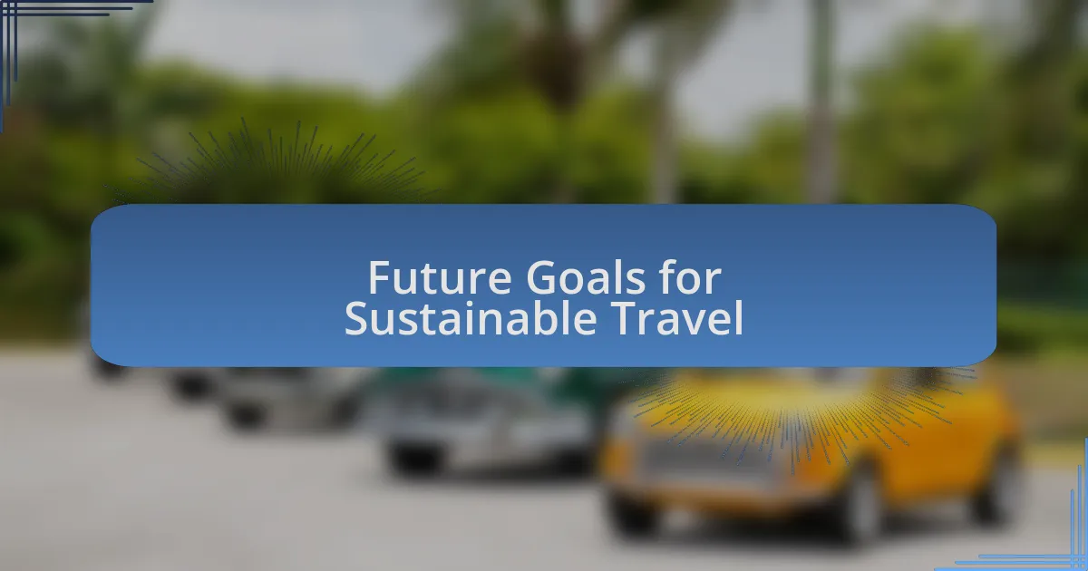 Future Goals for Sustainable Travel