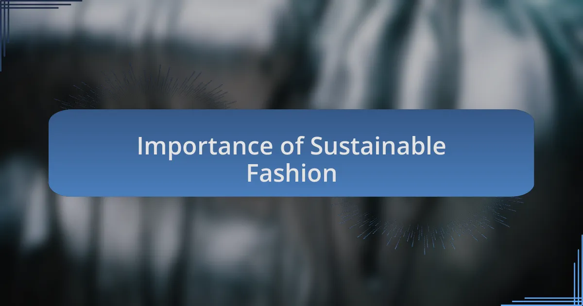 Importance of Sustainable Fashion
