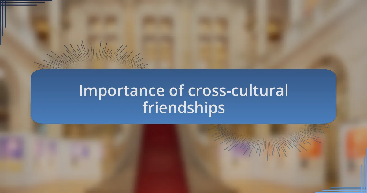 Importance of cross-cultural friendships