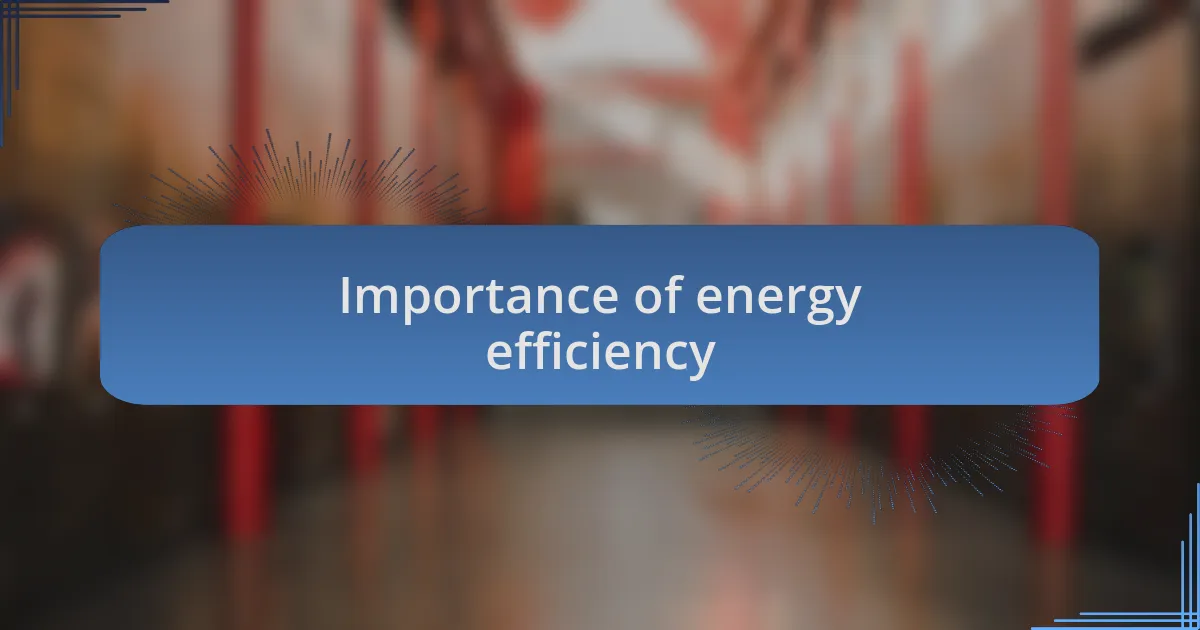 Importance of energy efficiency