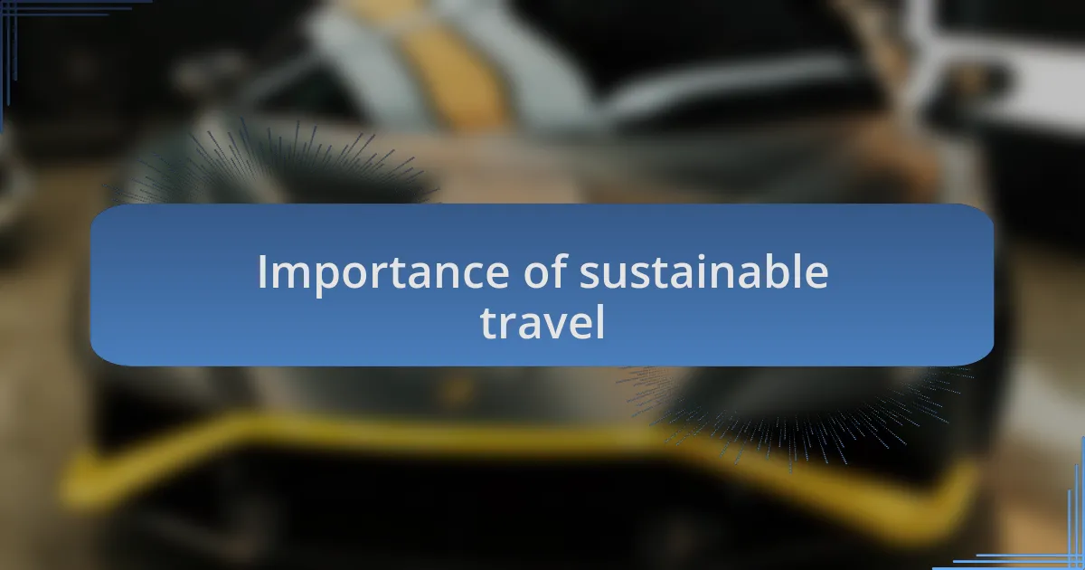 Importance of sustainable travel