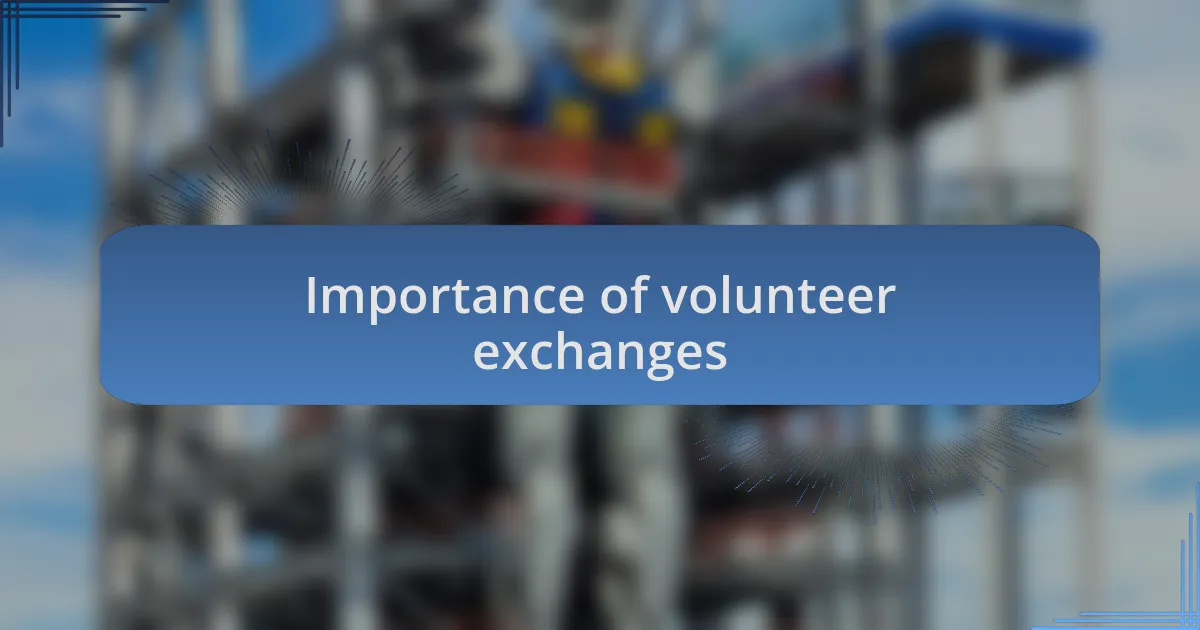 Importance of volunteer exchanges