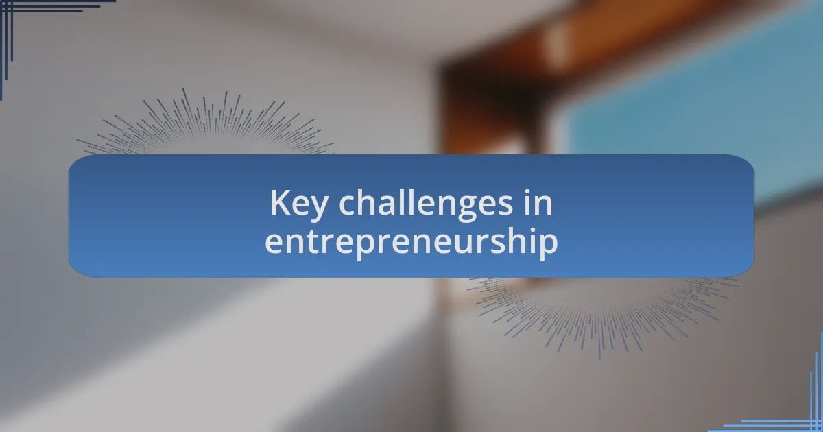 Key challenges in entrepreneurship