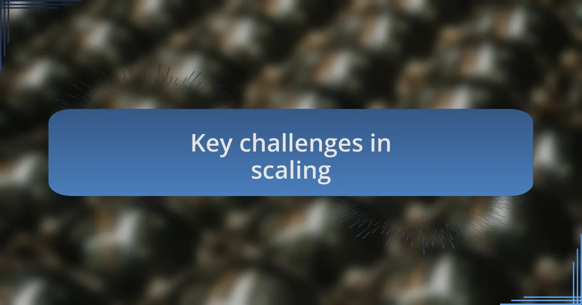 Key challenges in scaling