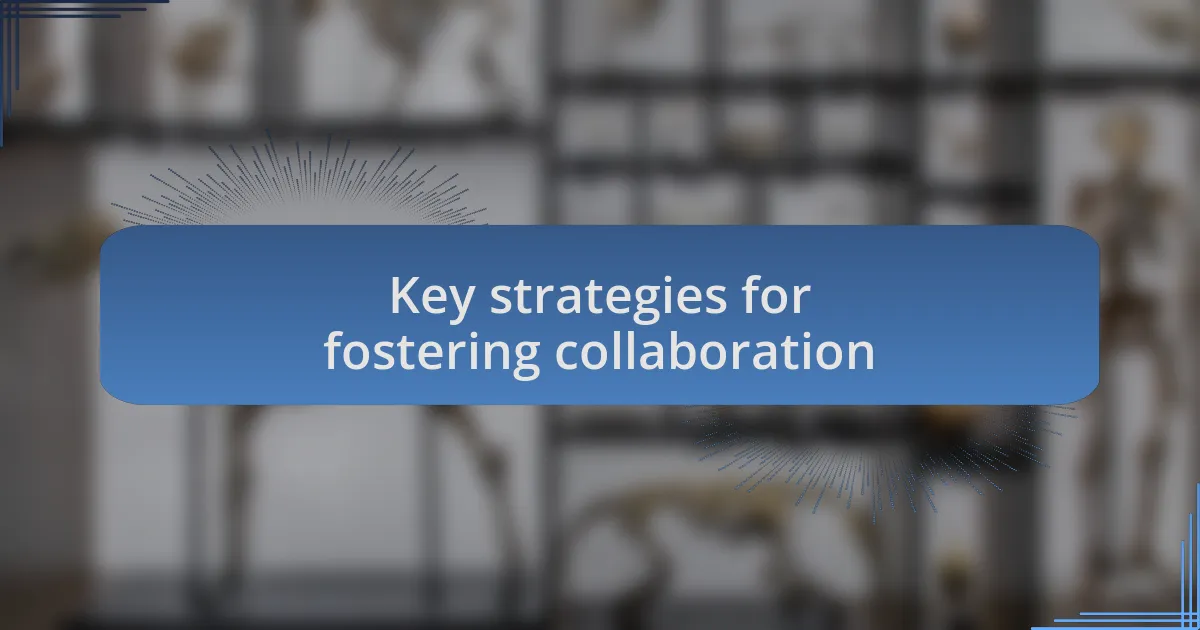 Key strategies for fostering collaboration