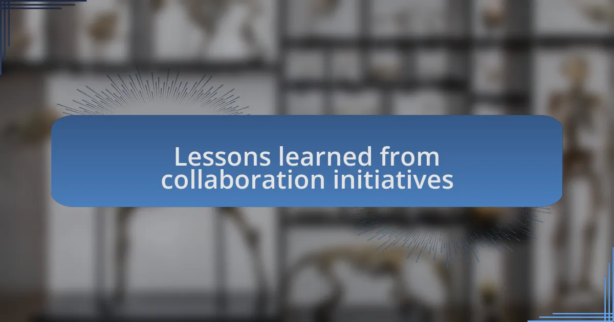 Lessons learned from collaboration initiatives
