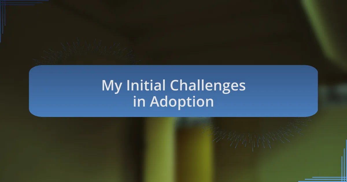 My Initial Challenges in Adoption