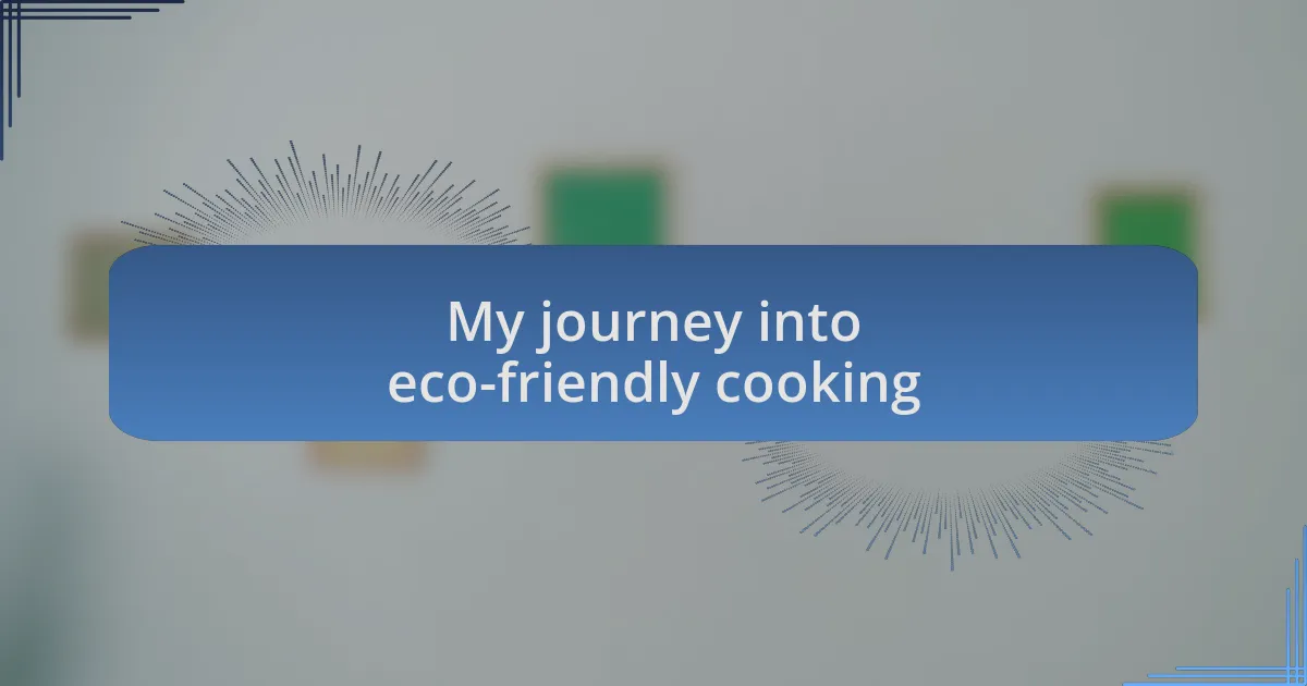 My journey into eco-friendly cooking