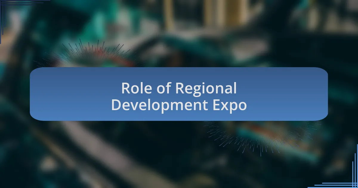 Role of Regional Development Expo