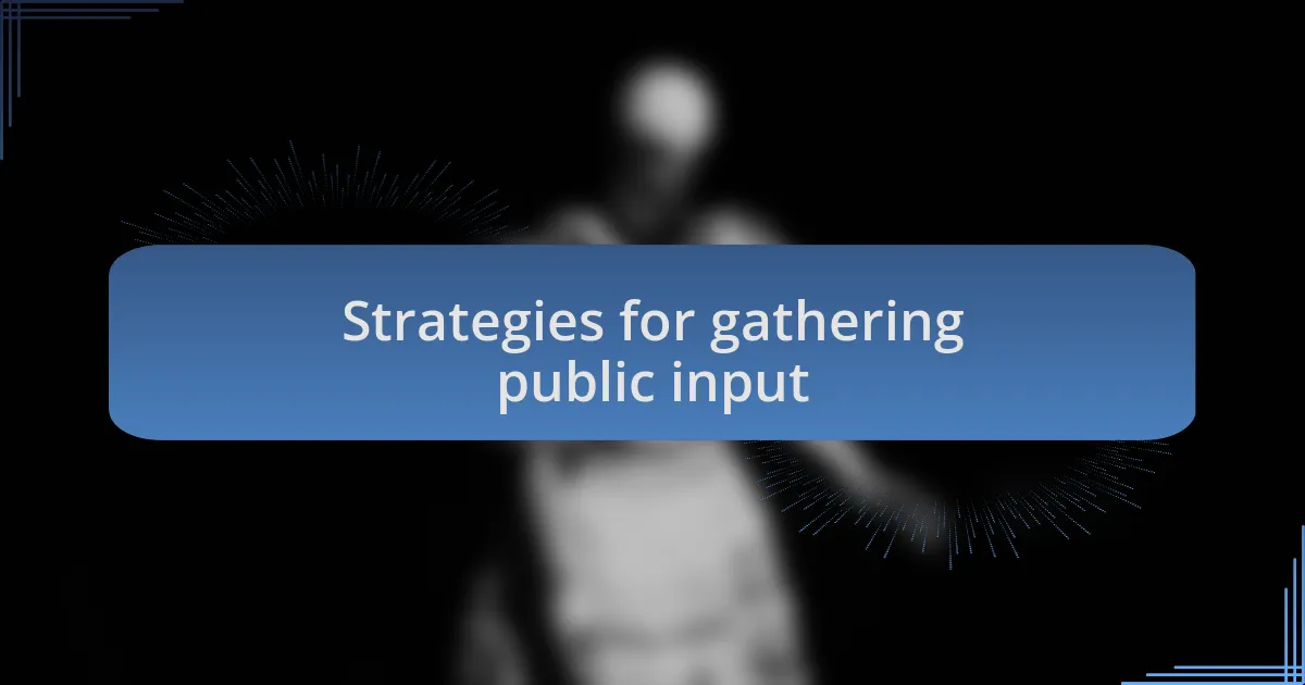 Strategies for gathering public input