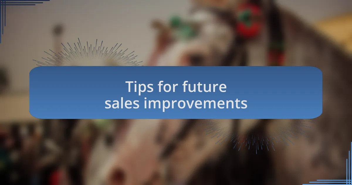 Tips for future sales improvements