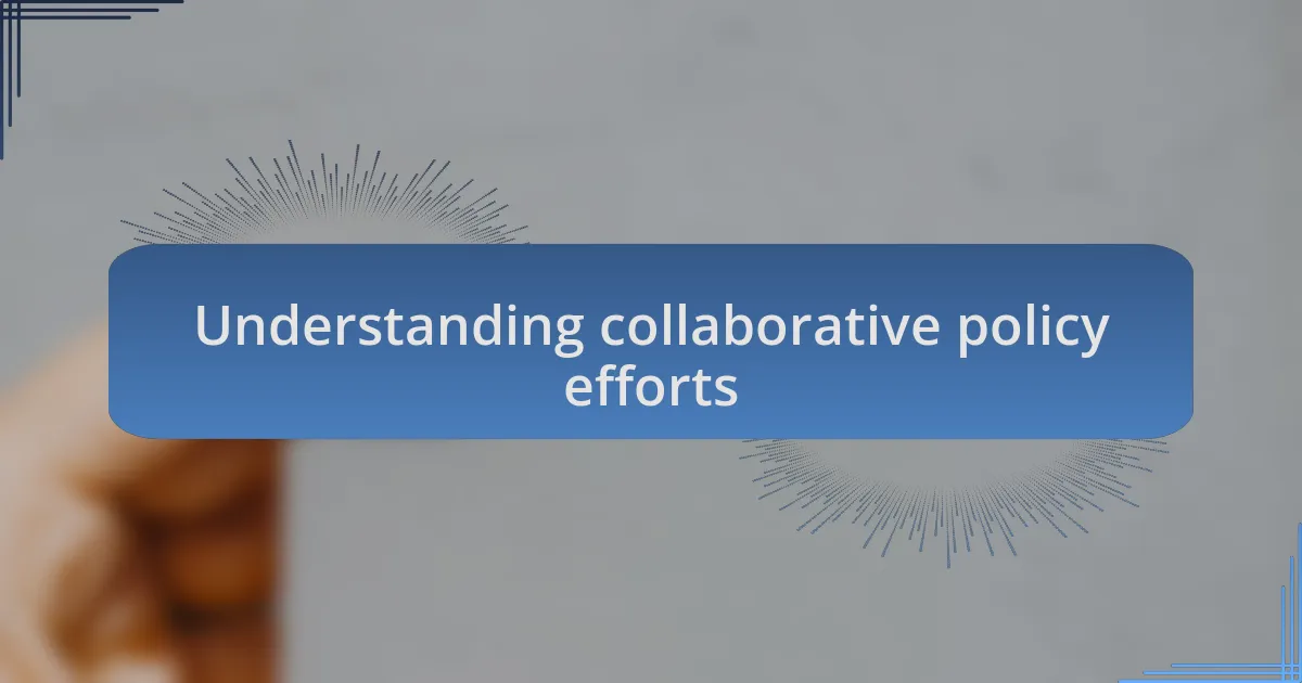 Understanding collaborative policy efforts