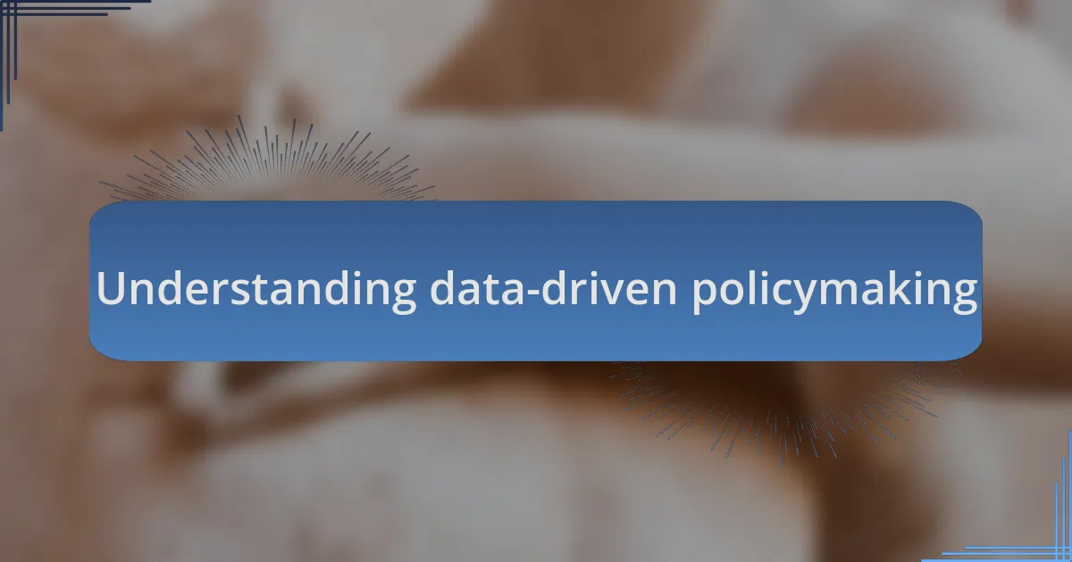 Understanding data-driven policymaking