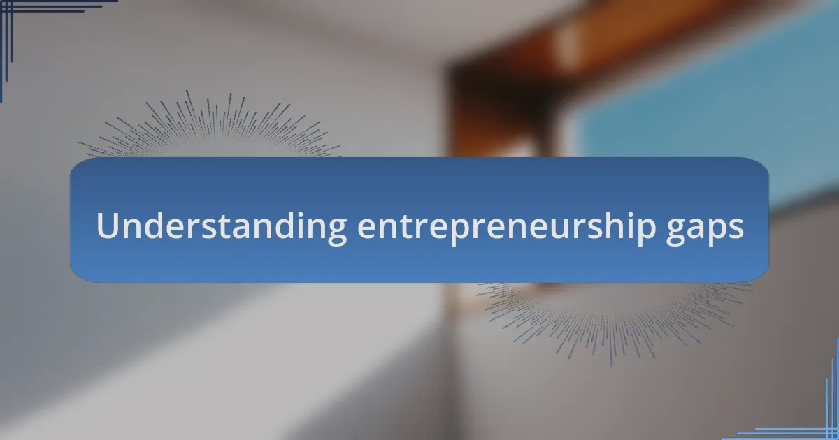 Understanding entrepreneurship gaps