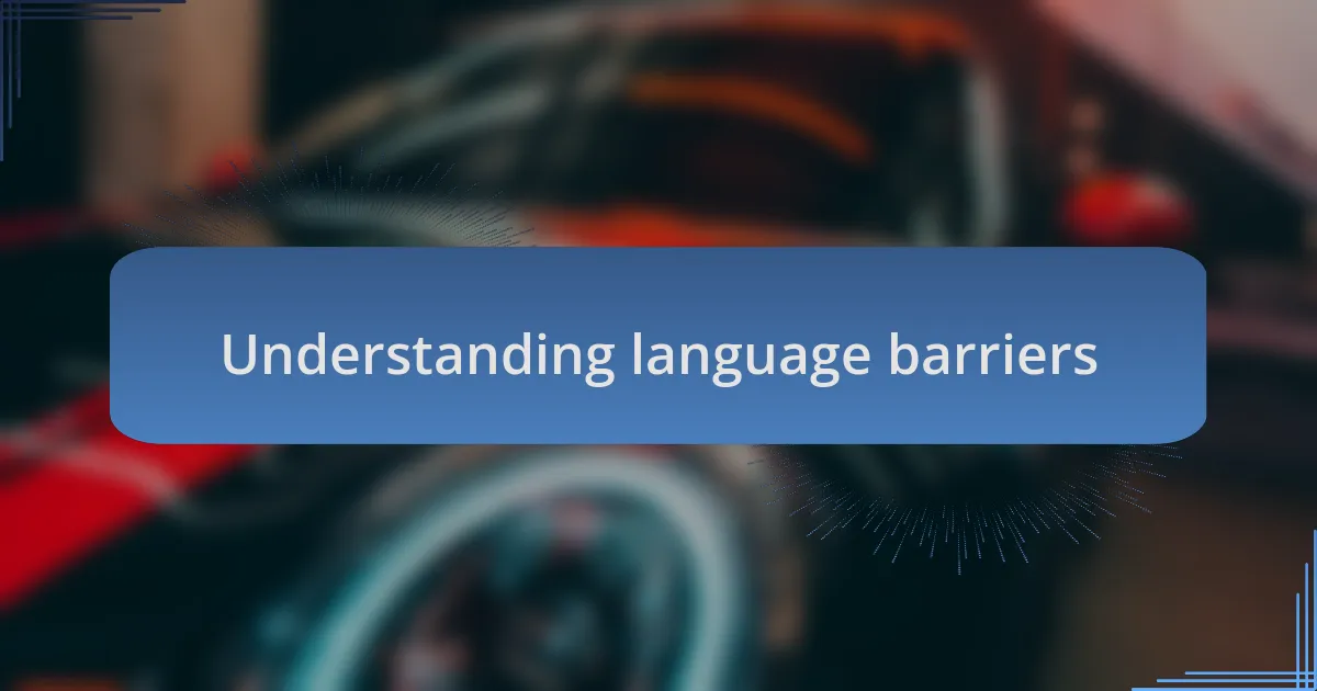 Understanding language barriers