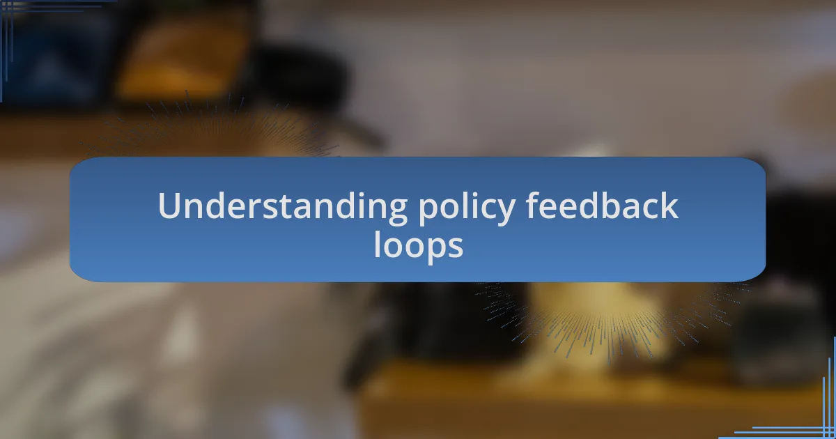 Understanding policy feedback loops