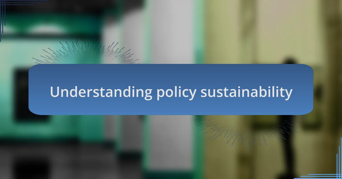 Understanding policy sustainability