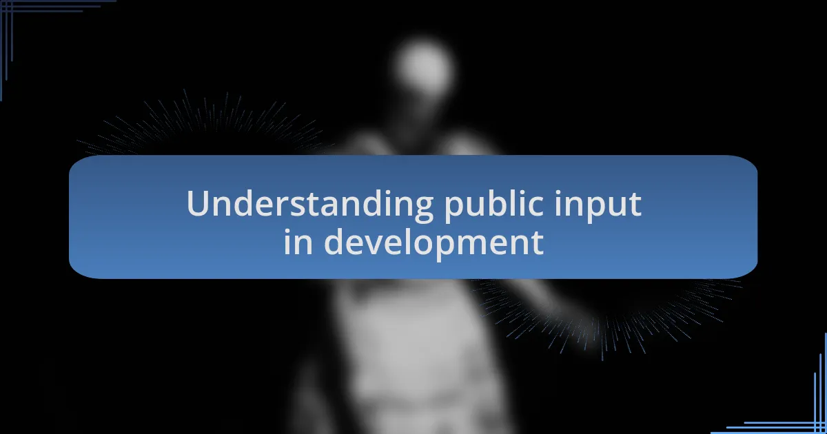 Understanding public input in development