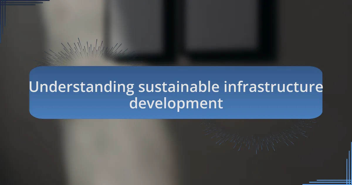 Understanding sustainable infrastructure development