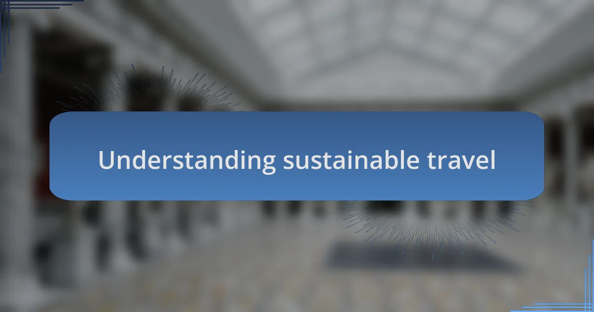 Understanding sustainable travel